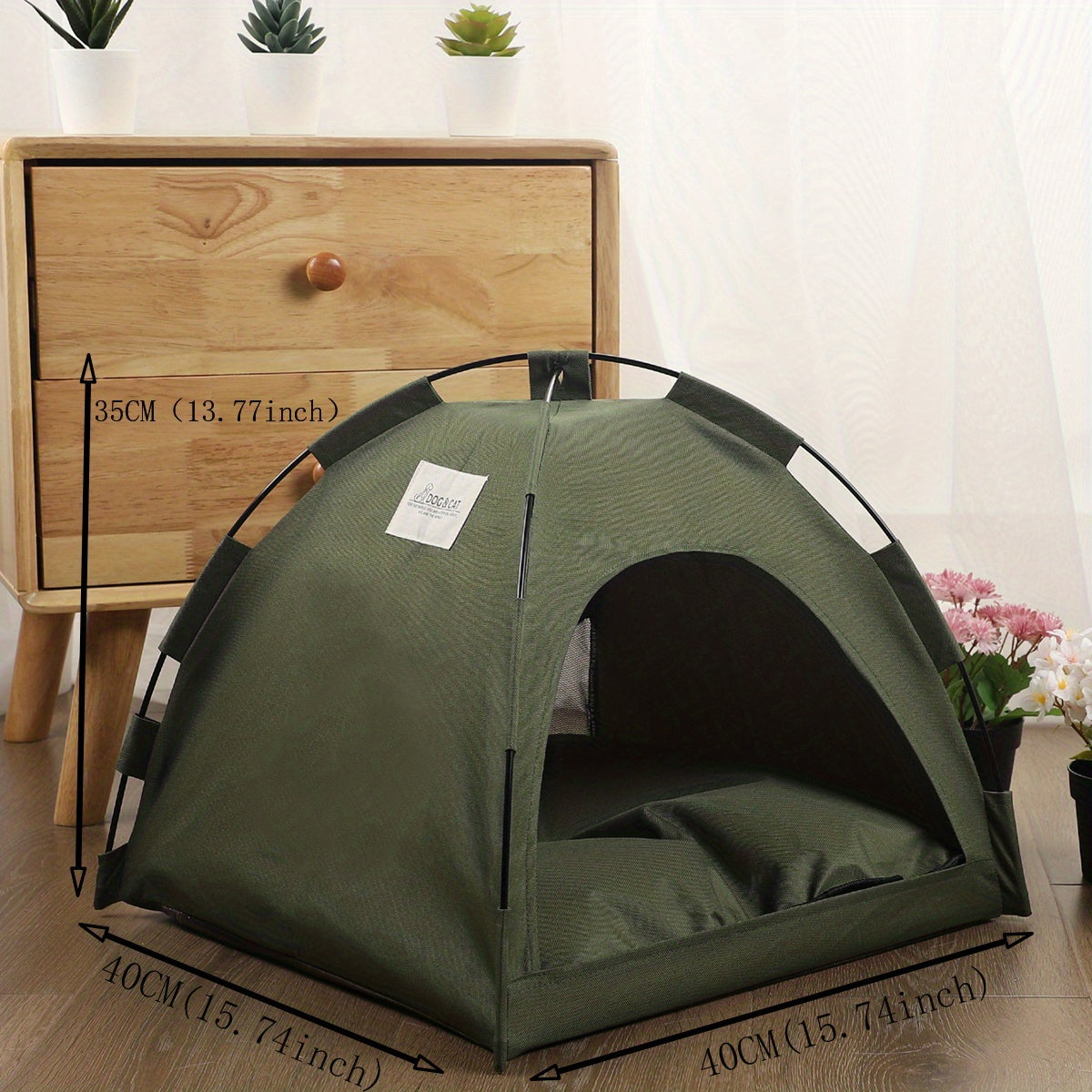 Cozy Foldable Pet Tent Bed – Breathable Cat and Small Dog Cave with Removable Non-Slip Cushion, Ideal for Indoor and Outdoor Use