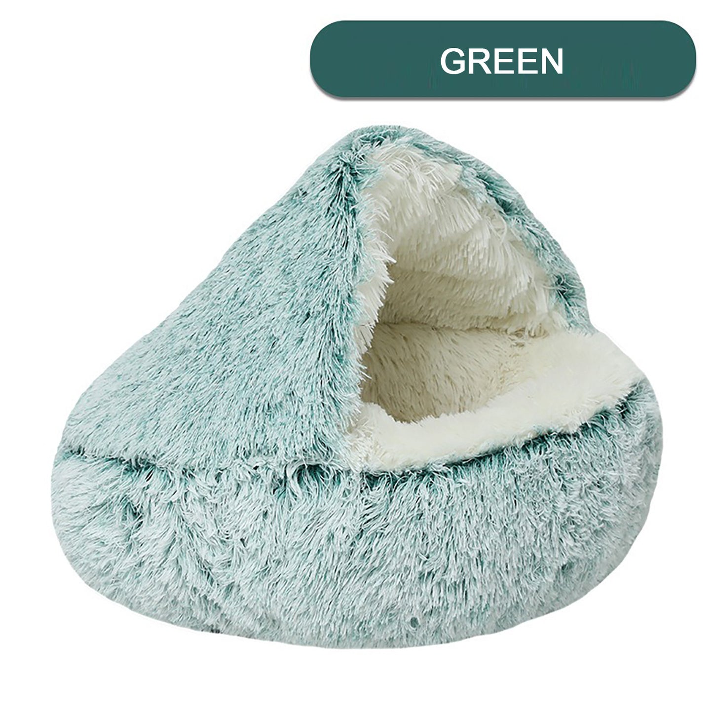 Luxurious Plush Round Hooded Cat Bed – Semi-Enclosed Donut Cave with Soft Faux Fur, Non-Slip Base & Machine Washable Cushion for Cozy Winter Comfort