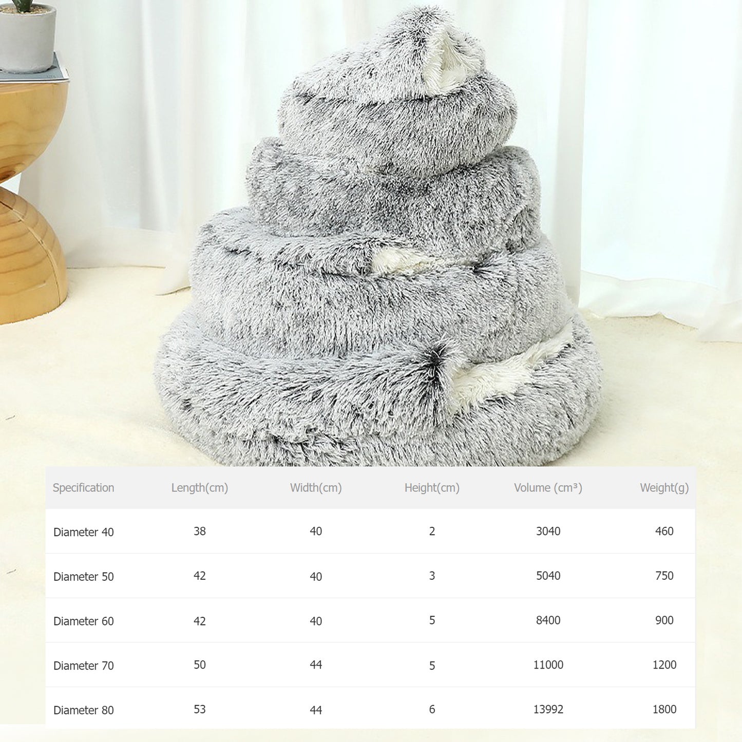 Luxurious Plush Round Hooded Cat Bed – Semi-Enclosed Donut Cave with Soft Faux Fur, Non-Slip Base & Machine Washable Cushion for Cozy Winter Comfort