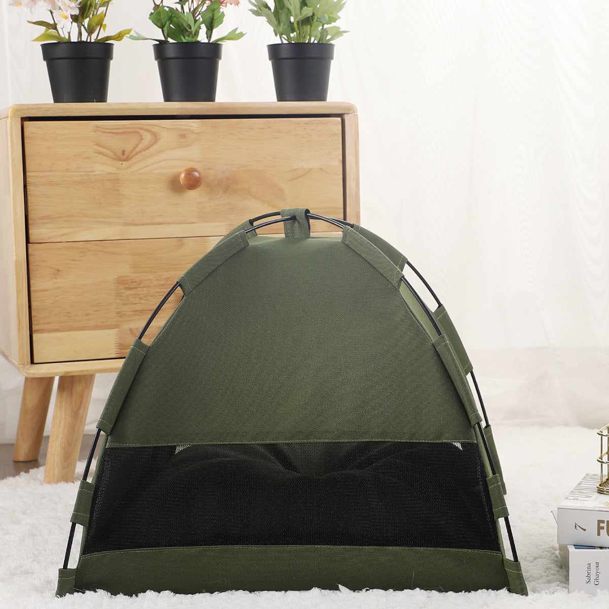 Cozy Foldable Pet Tent Bed – Breathable Cat and Small Dog Cave with Removable Non-Slip Cushion, Ideal for Indoor and Outdoor Use