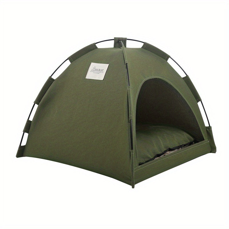 Cozy Foldable Pet Tent Bed – Breathable Cat and Small Dog Cave with Removable Non-Slip Cushion, Ideal for Indoor and Outdoor Use