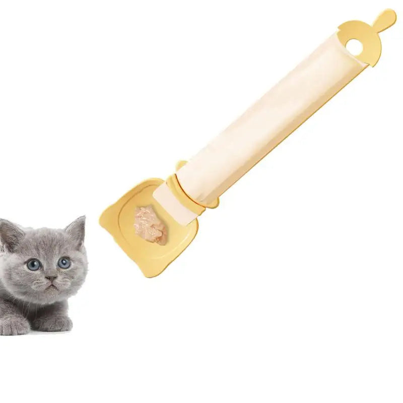 Cat Strip Squeeze Spoon – Reusable Lickable Treat Dispenser for Wet Cat Food, Portable BPA-Free Feeder with Ergonomic Design