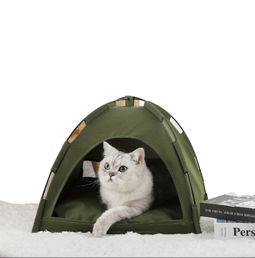 Cozy Foldable Pet Tent Bed – Breathable Cat and Small Dog Cave with Removable Non-Slip Cushion, Ideal for Indoor and Outdoor Use