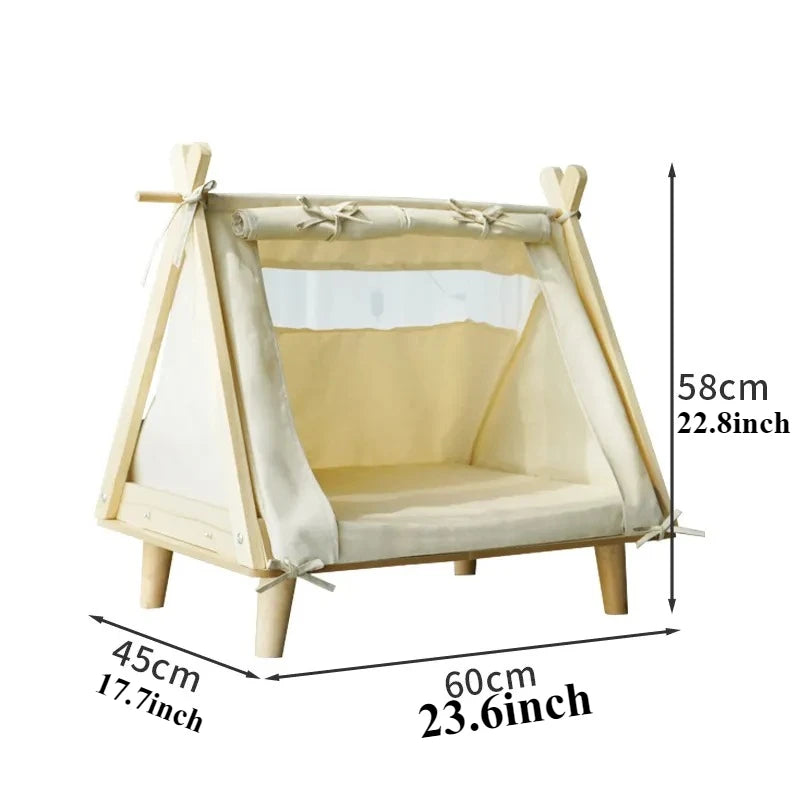 Raised Pet Teepee Bed with Cushion for Small Dogs & Cats – PetJoy