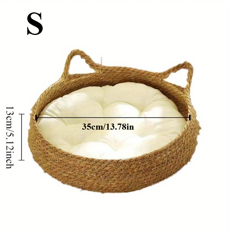 Handmade Rattan Cat Bed with Cushion – Petjoy