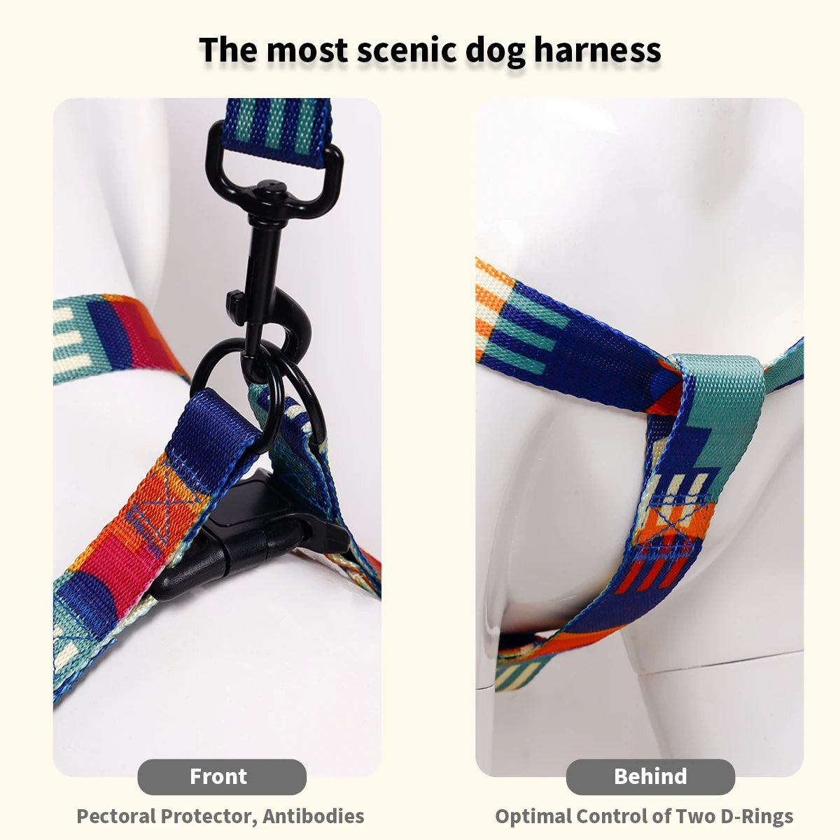 3-Piece Geometric Dog Harness, Collar &amp; Leash Set – Adjustable &amp; Escape-Proof – PetJoy