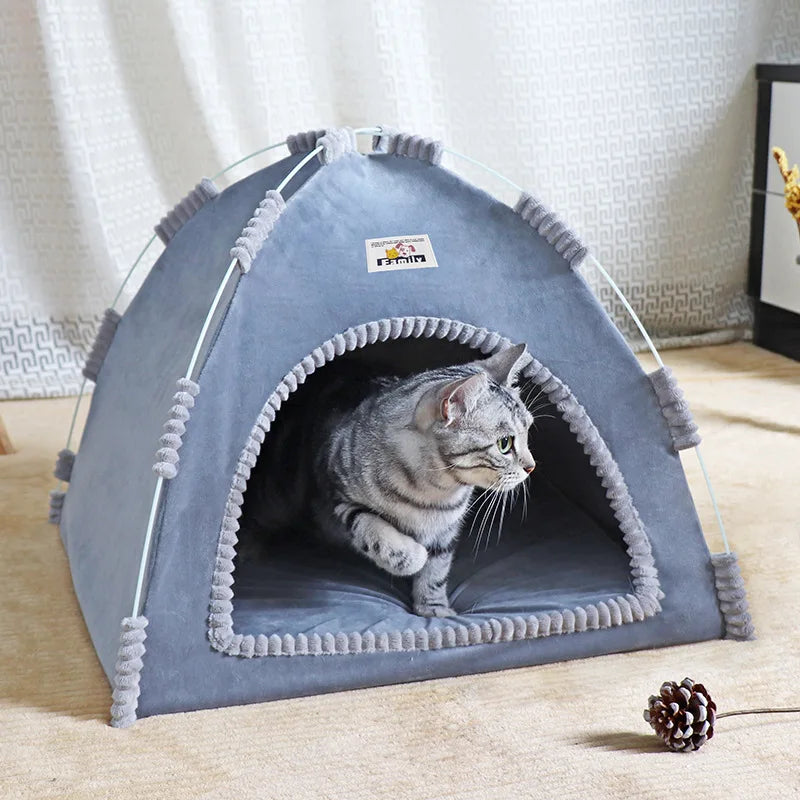 Foldable Cat &amp; Dog House Tent with Cooling Mat – All-Season Pet Nest – PetJoy