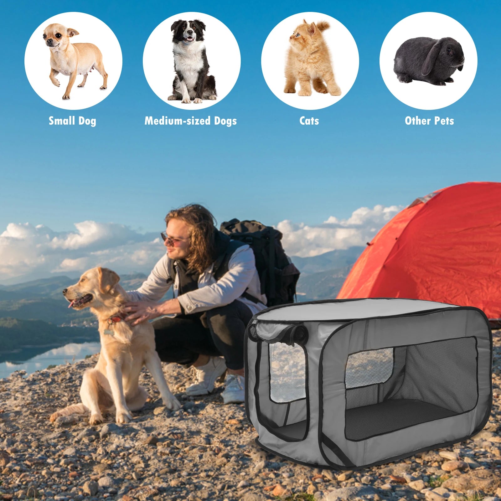 Foldable Dog Travel Crate for Small Dogs &amp; Cats – PetJoy