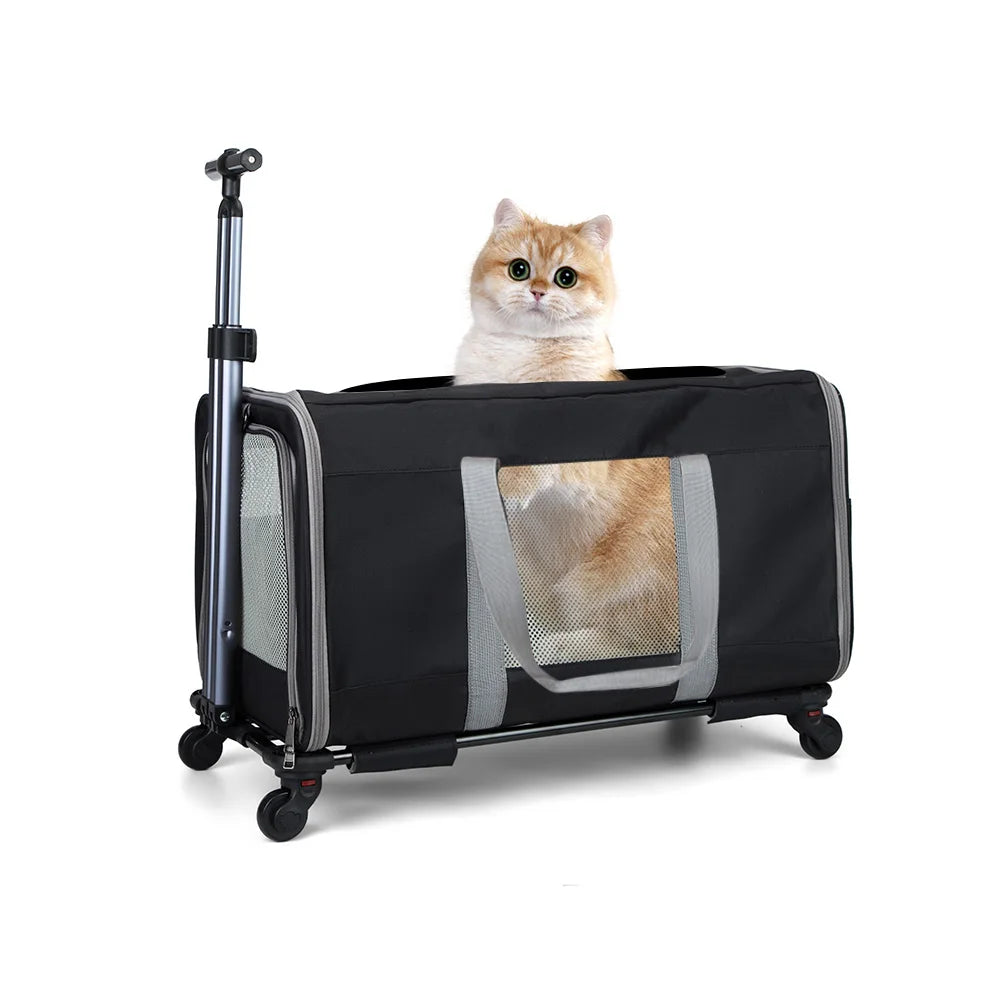 Double Pet Travel Trolley for Cats – Spacious Wheeled Carrier by PetJoy