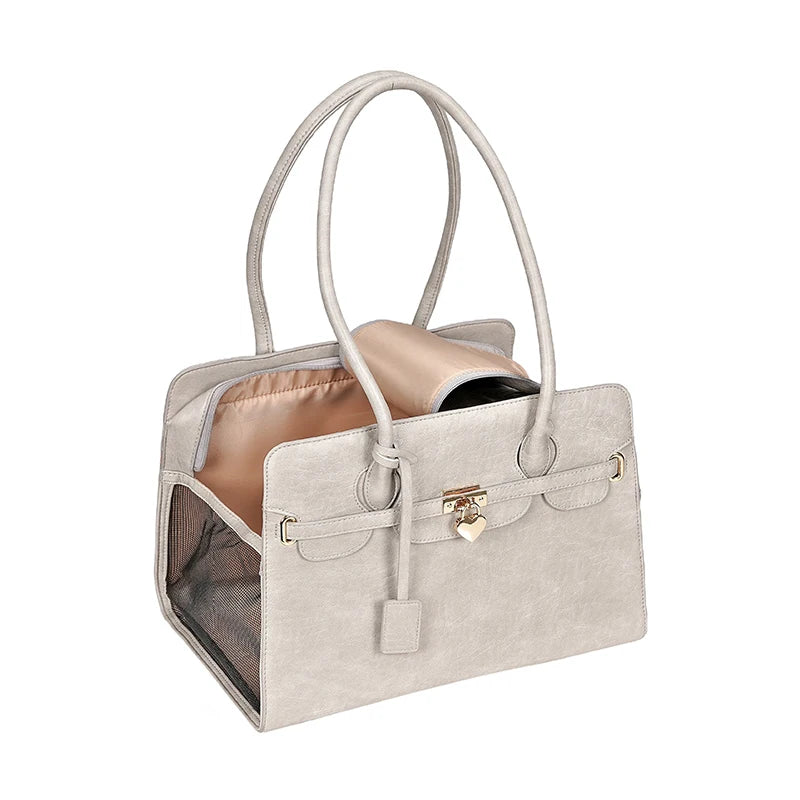 Luxury PU Leather Pet Travel Handbag for Cats &amp; Small Dogs – PetJoy