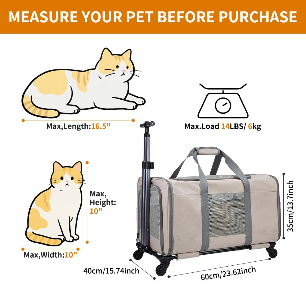 Double Pet Travel Trolley for Cats – Spacious Wheeled Carrier by PetJoy