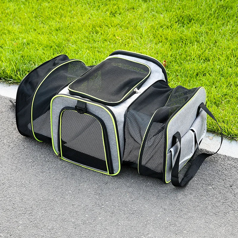 Portable Folding Pet Trolley Backpack – Breathable Double Shoulder &amp; Handheld Bag for Cats and Dogs – PetJoy