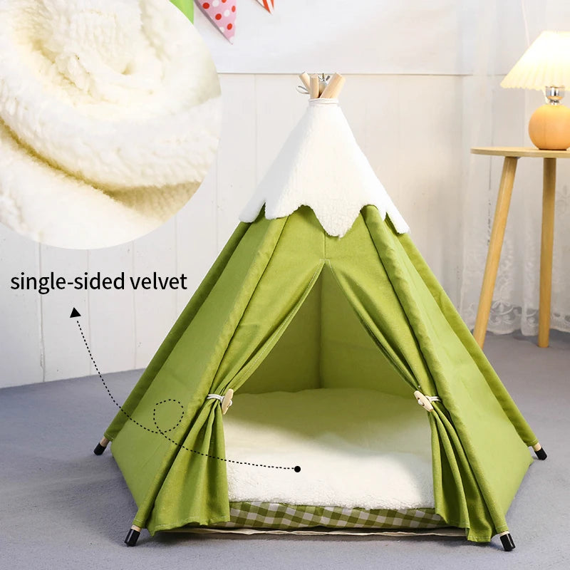 Cozy Teepee Tent for Cats &amp; Small Dogs with Plush Cushion – PetJoy