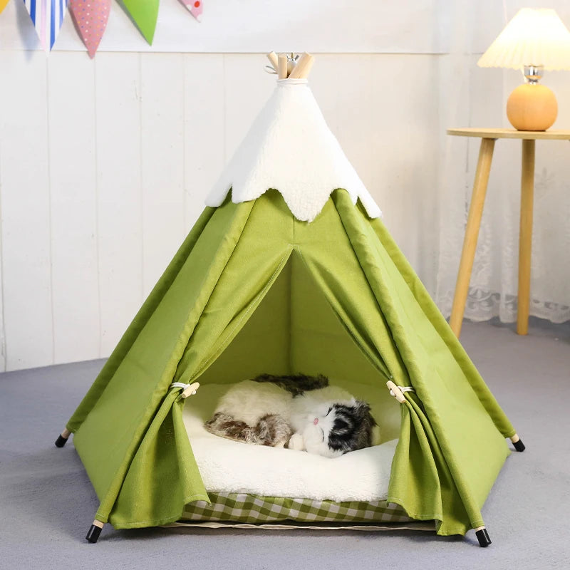 Cozy Teepee Tent for Cats &amp; Small Dogs with Plush Cushion – PetJoy