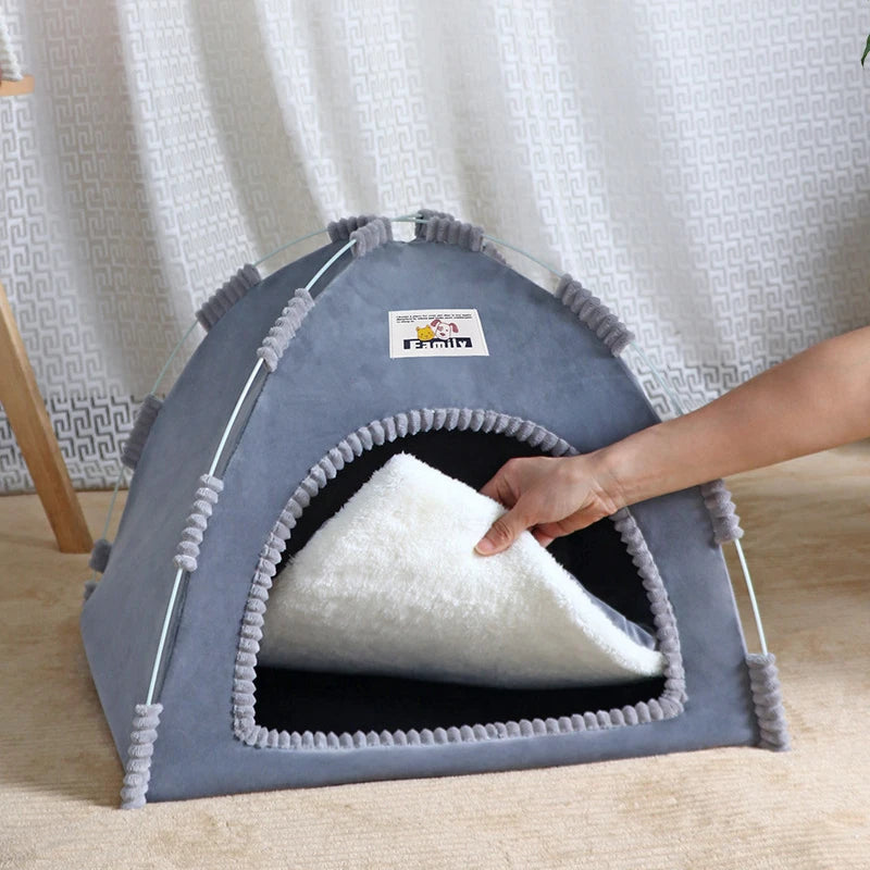 Foldable Cat &amp; Dog House Tent with Cooling Mat – All-Season Pet Nest – PetJoy