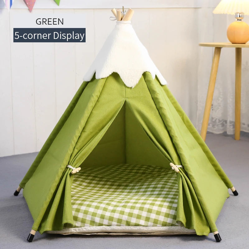 Cozy Teepee Tent for Cats &amp; Small Dogs with Plush Cushion – PetJoy
