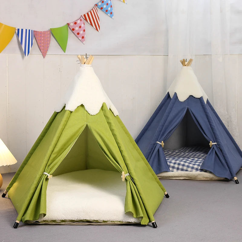 Cozy Teepee Tent for Cats &amp; Small Dogs with Plush Cushion – PetJoy