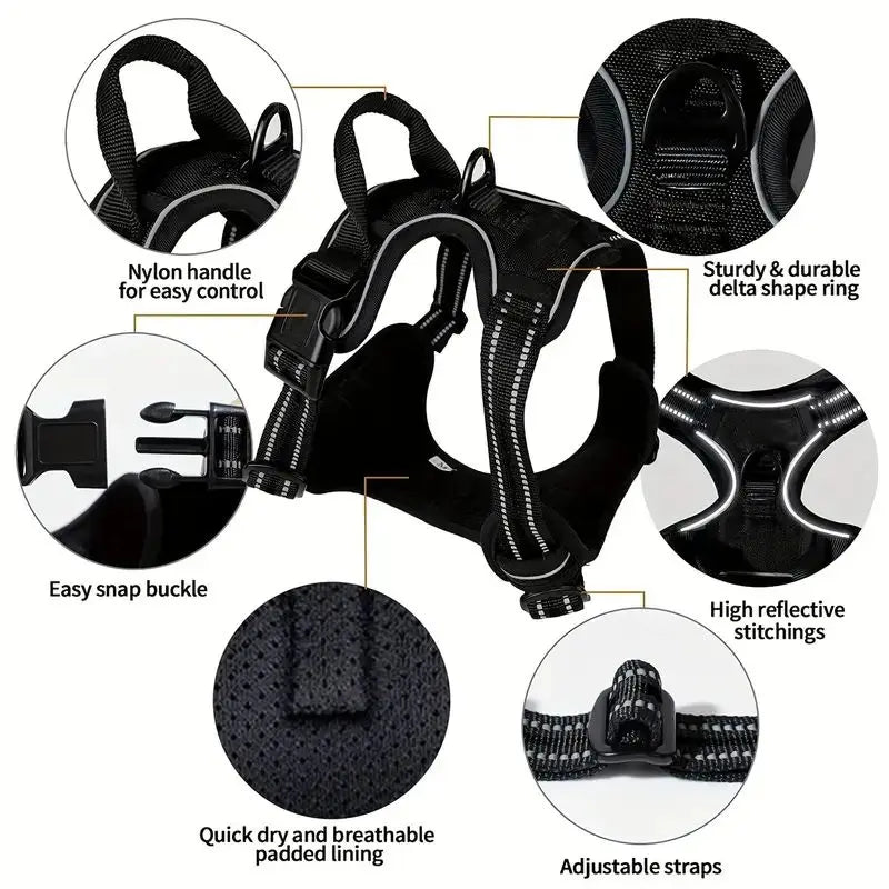Reflective Front-Clip Service Dog Harness with Control Handle – PetJoy