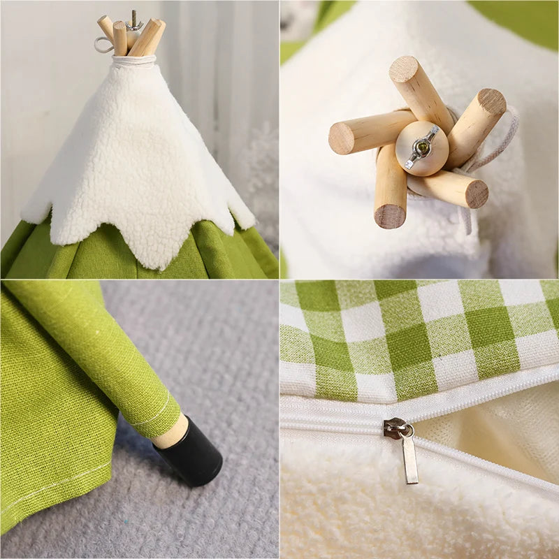 Cozy Teepee Tent for Cats &amp; Small Dogs with Plush Cushion – PetJoy