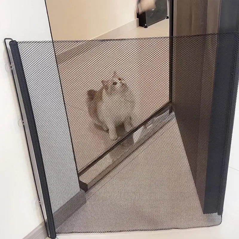 Retractable Mesh Pet Gate – Easy Install for Dogs, Kids & Doors - PetJoy