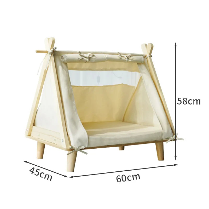 Raised Pet Teepee Bed with Cushion for Small Dogs & Cats – PetJoy
