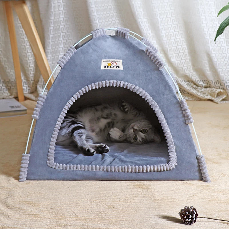 Foldable Cat &amp; Dog House Tent with Cooling Mat – All-Season Pet Nest – PetJoy