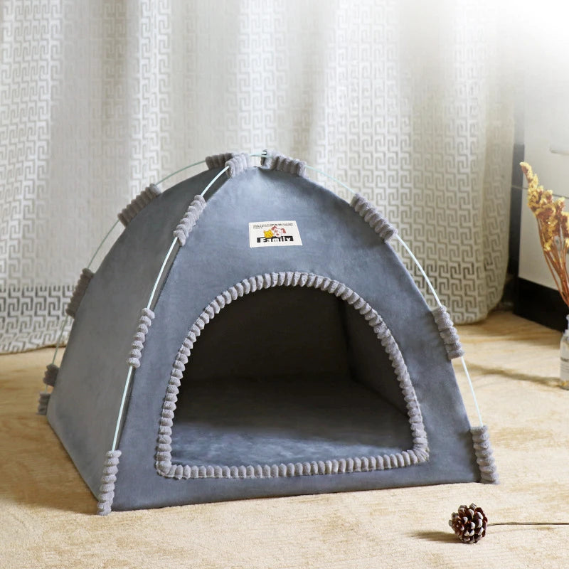 Foldable Cat &amp; Dog House Tent with Cooling Mat – All-Season Pet Nest – PetJoy