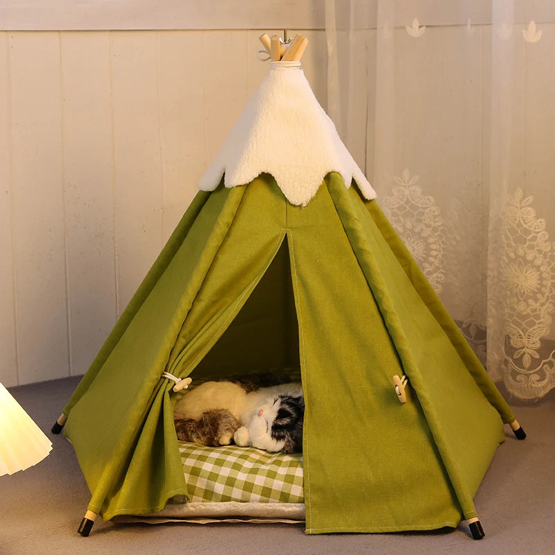Cozy Teepee Tent for Cats &amp; Small Dogs with Plush Cushion – PetJoy