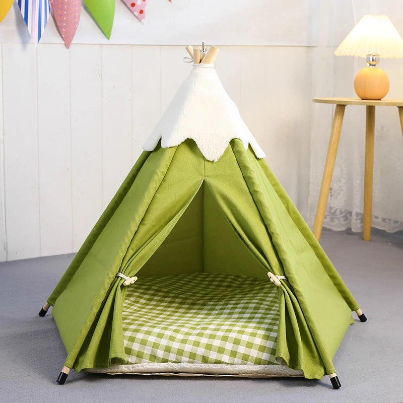 Cozy Teepee Tent for Cats &amp; Small Dogs with Plush Cushion – PetJoy