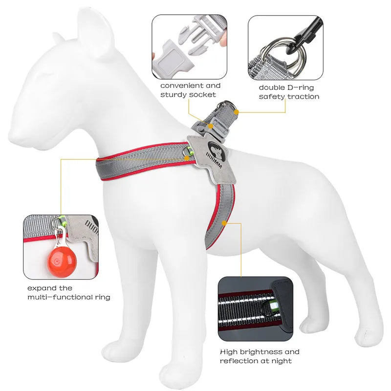 Reflective Mesh Dog Harness – Adjustable Chest Strap for Small &amp; Large Dogs – PetJoy
