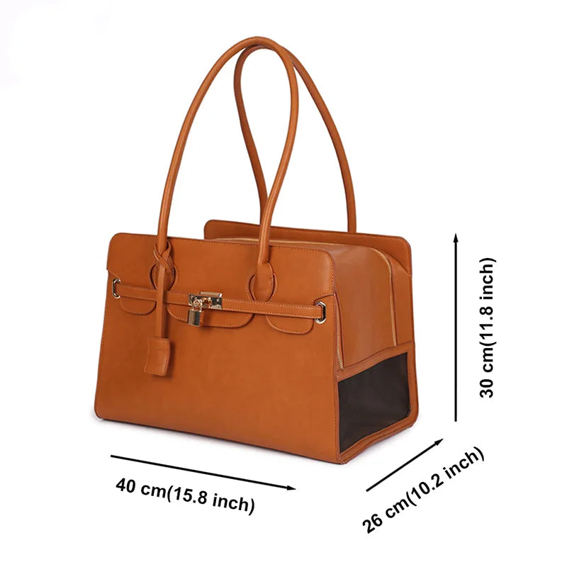 Luxury PU Leather Pet Travel Handbag for Cats &amp; Small Dogs – PetJoy