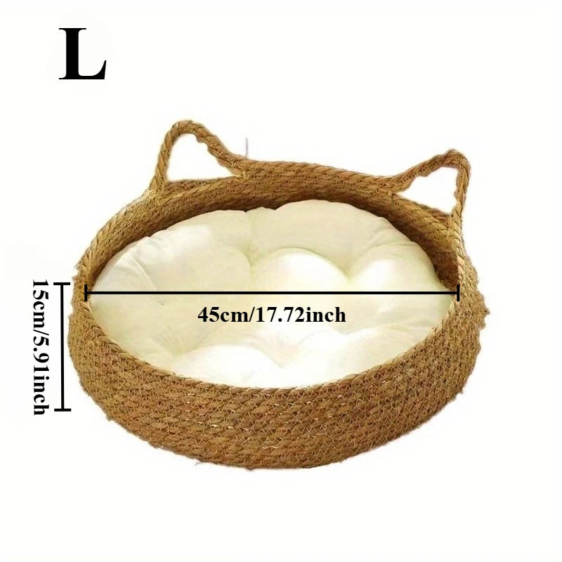 Handmade Rattan Cat Bed with Cushion – Petjoy
