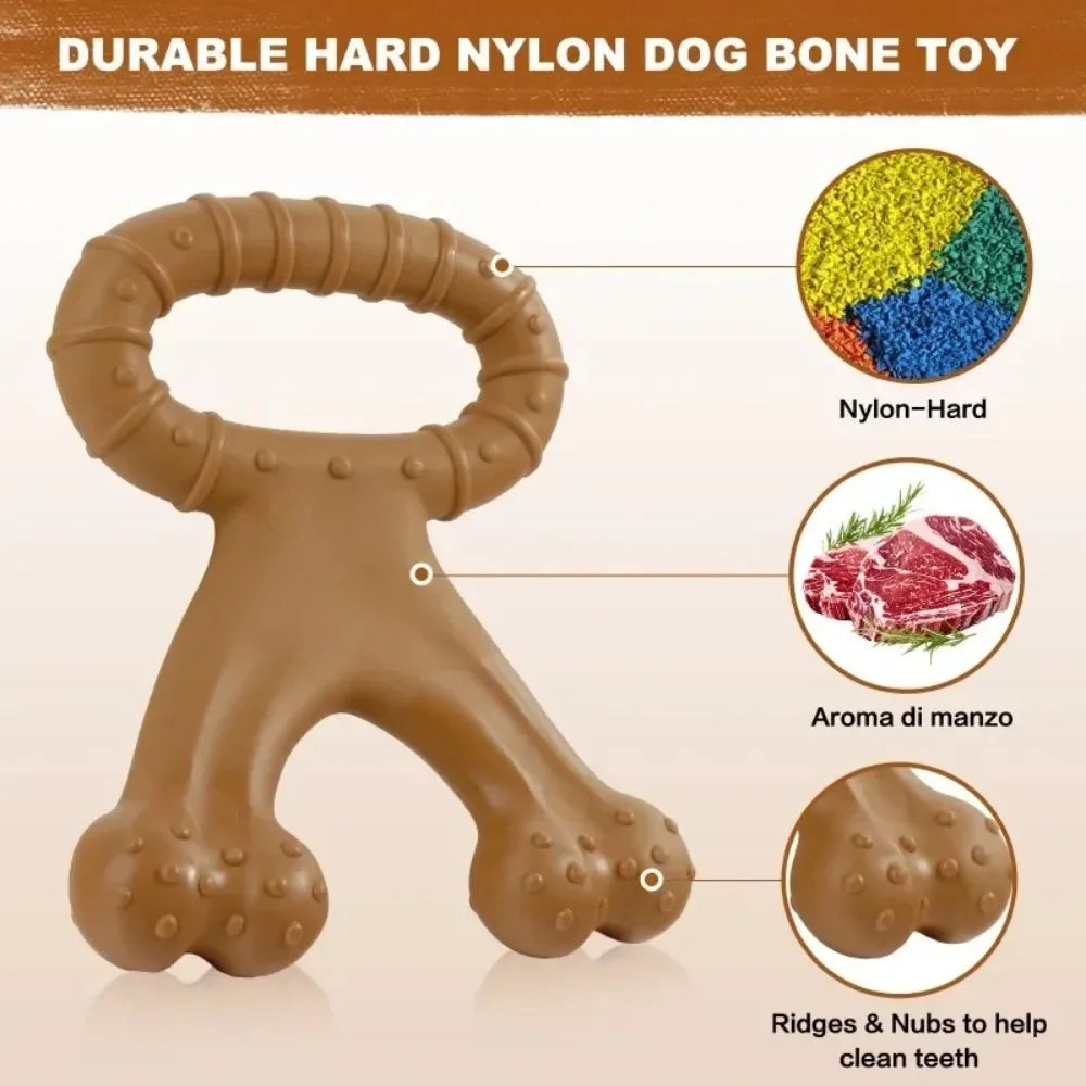 Durable Double Bone Nylon Dog Chew Toy with Beef &amp; Bacon Flavour – PetJoy