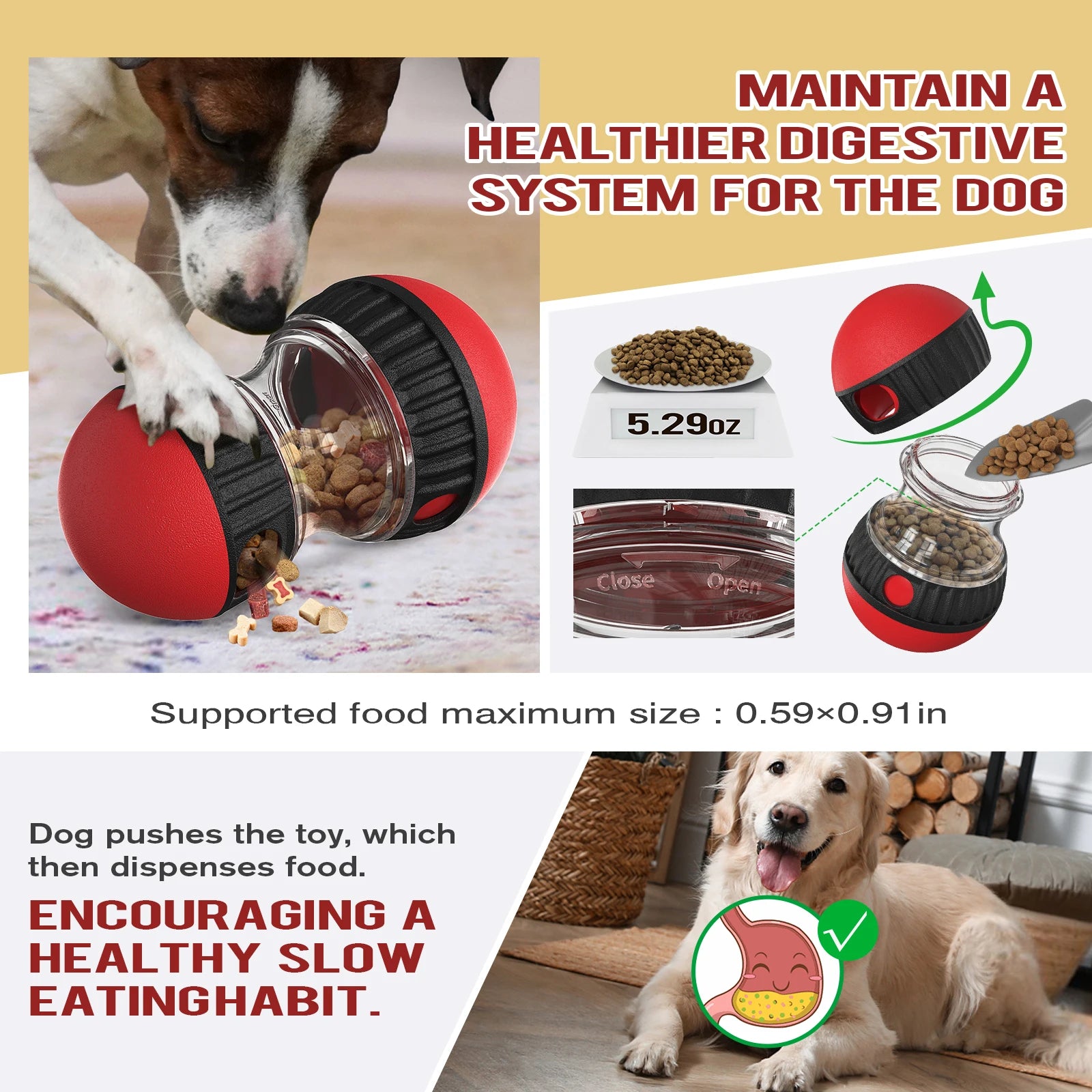 Interactive Slow Feeder Ball Toy for Dogs &amp; Cats – PetJoy