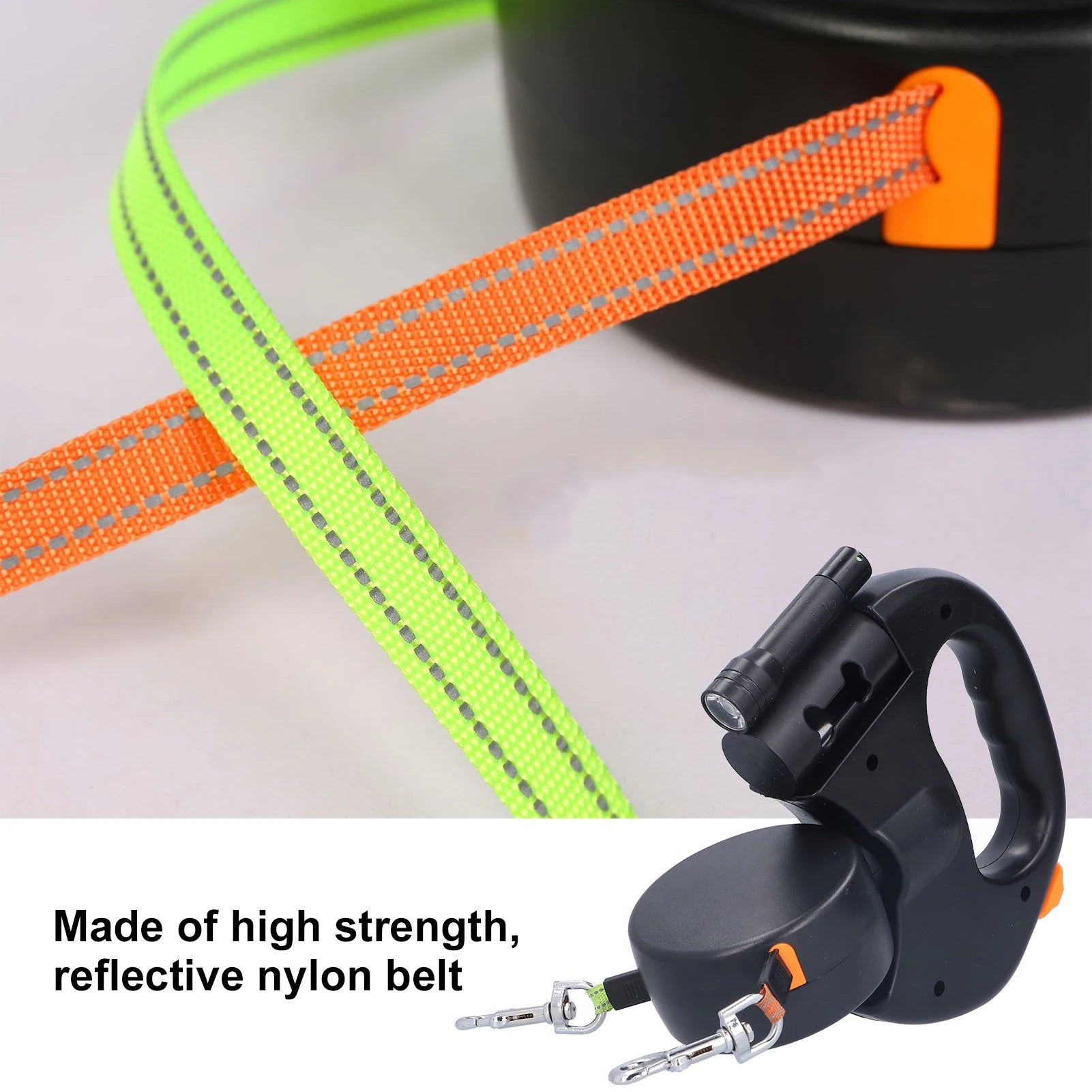 Dual Retractable Dog Leash with Flashlight &amp; Bag Dispenser – Petjoy