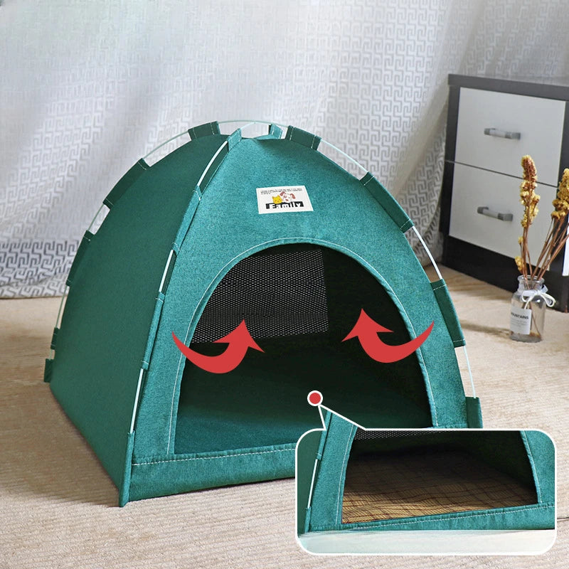 Foldable Cat &amp; Dog House Tent with Cooling Mat – All-Season Pet Nest – PetJoy