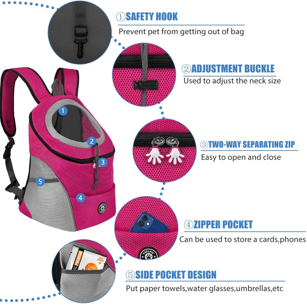 Breathable Front Dog &amp; Cat Carrier Backpack with Safety Straps – PetJoy
