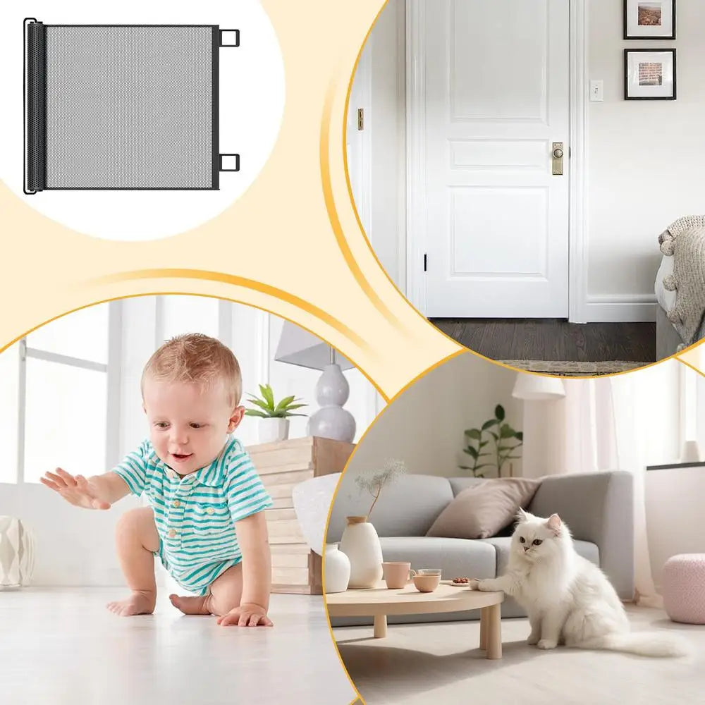 Retractable Mesh Pet Gate – Easy Install for Dogs, Kids & Doors - PetJoy