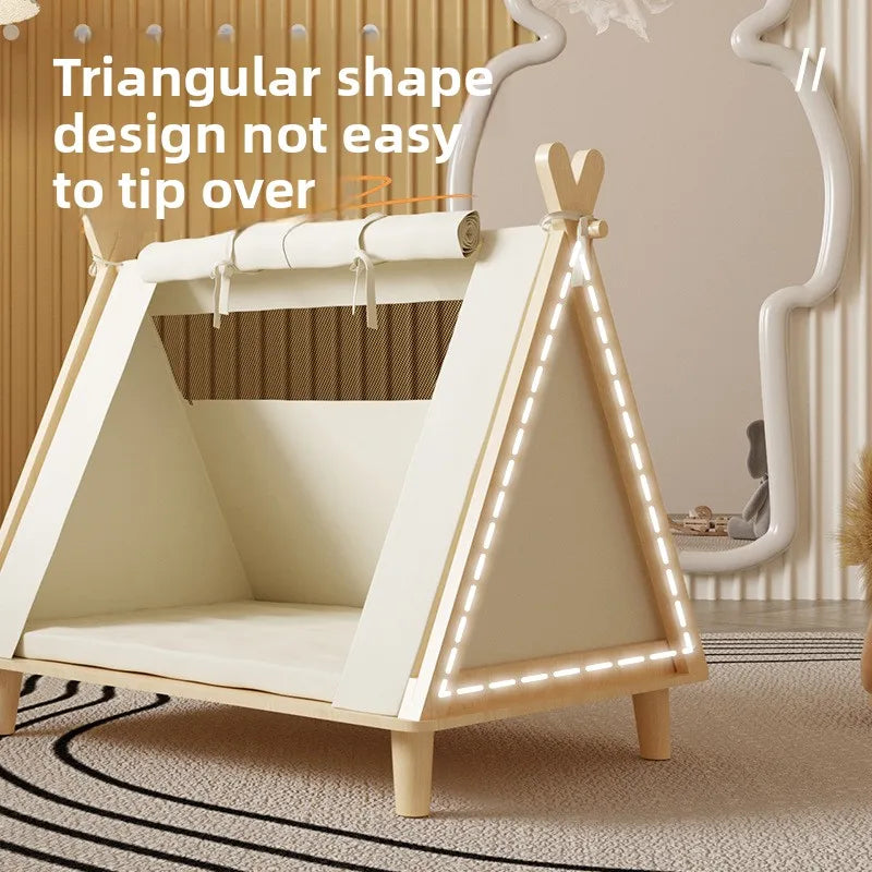 Raised Pet Teepee Bed with Cushion for Small Dogs & Cats – PetJoy