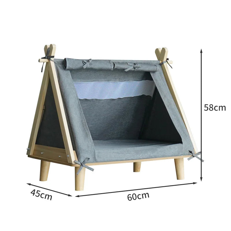 Raised Pet Teepee Bed with Cushion for Small Dogs & Cats – PetJoy