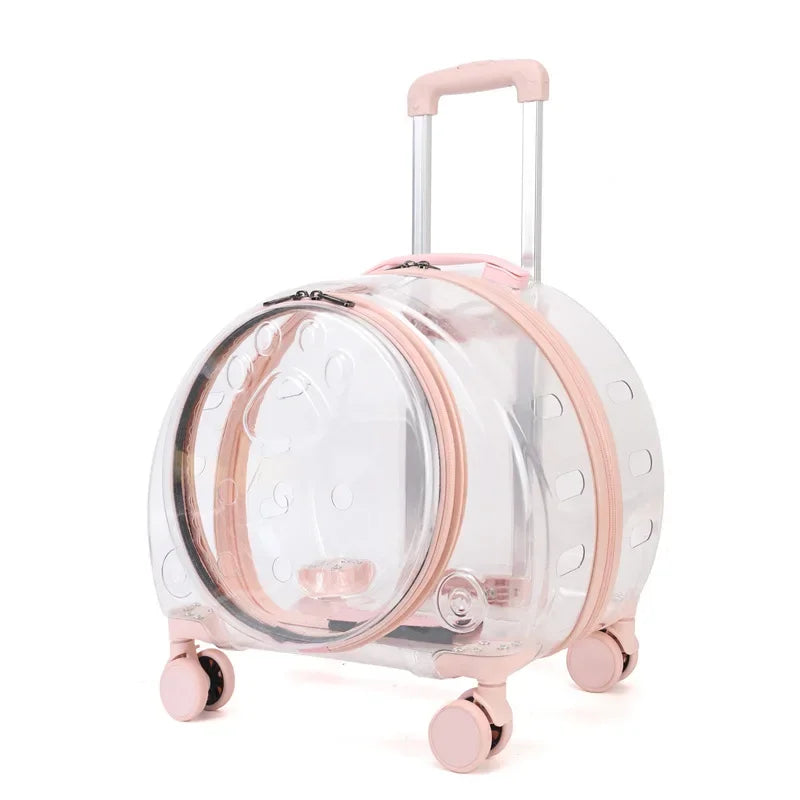 Transparent Wheeled Pet Travel Carrier for Cats Small Dogs – PetJoy