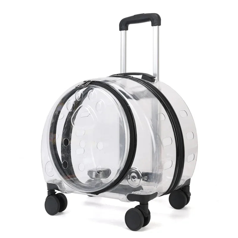 Transparent Wheeled Pet Travel Carrier for Cats Small Dogs – PetJoy