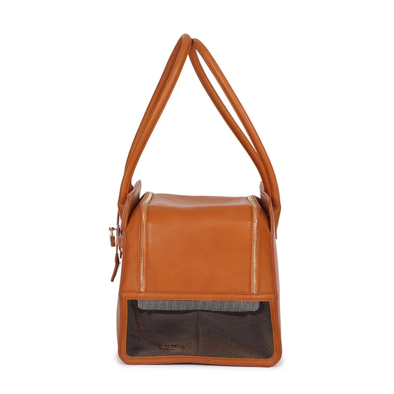 Luxury PU Leather Pet Travel Handbag for Cats &amp; Small Dogs – PetJoy