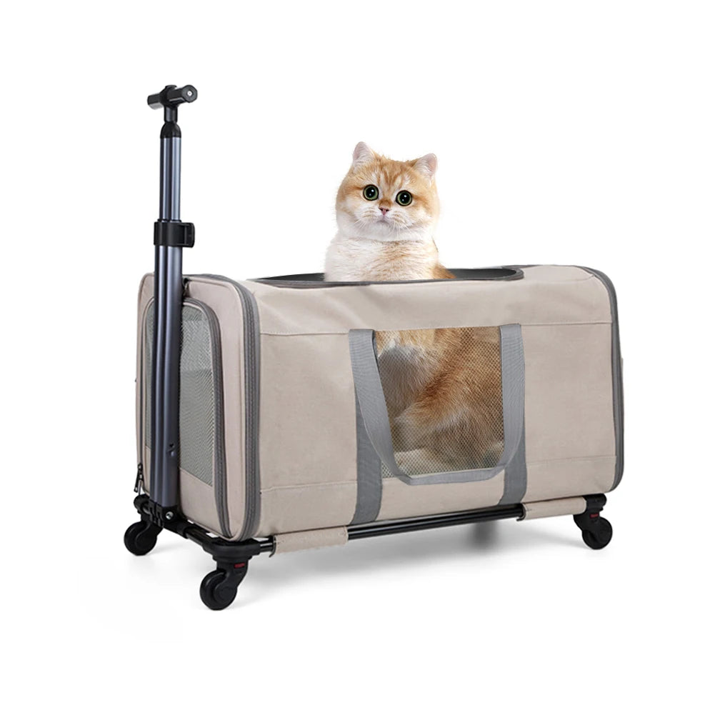 Double Pet Travel Trolley for Cats – Spacious Wheeled Carrier by PetJoy
