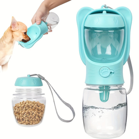 2-in-1 Dog Water Bottle with Food Container – Leak-Proof & Portable for Travel, Walks & Outdoor Adventures